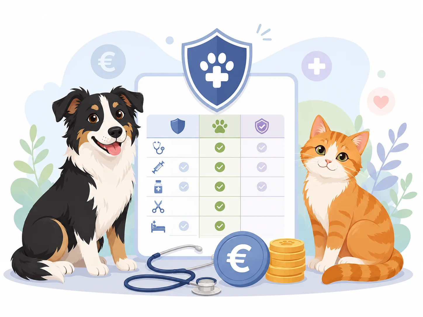 Hundekrankenversicherung und Katzenkrankenversicherung zur Absicherung von Tierarztkosten mit Hund, Katze und Leistungsübersicht