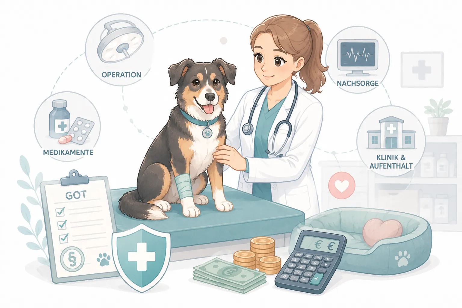 Operationskosten Hund mit GOT-Satz, Klinik, Medikamenten und Nachsorge